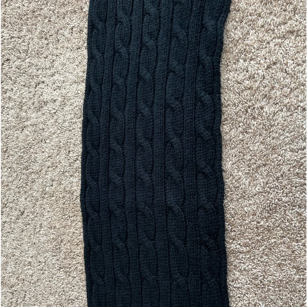Polo Ralph Lauren Vintage Cable Knit Winter Scarf Wool Blend Black Red Grey RARE